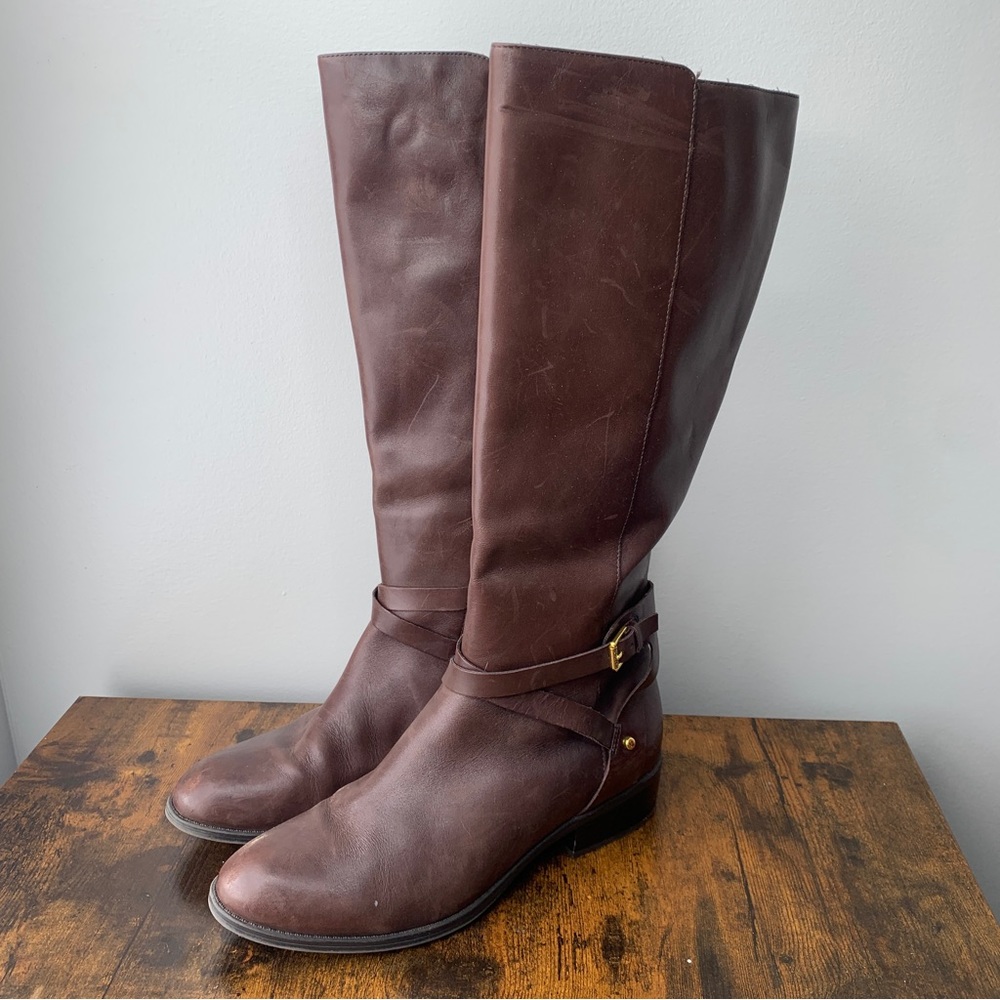 Ralph Lauren Mariah Tall Boots Leather Size 10.0 B Riding Equestrian Boots Brown